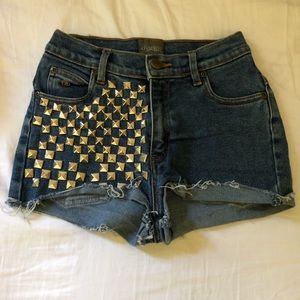 Studded High waist denim / jean shorts